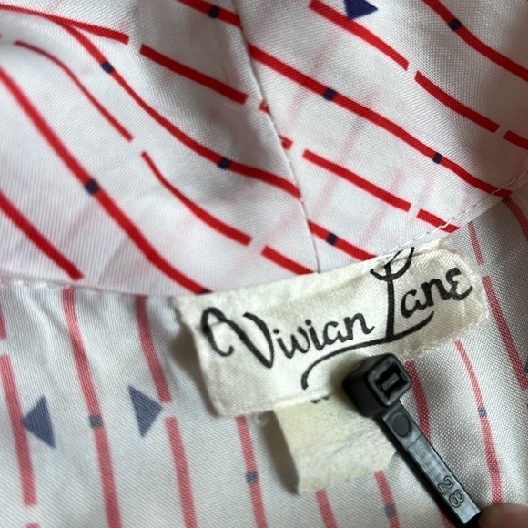Woman's Vintage White with Red Strips Blouse - Picture 6 of 8